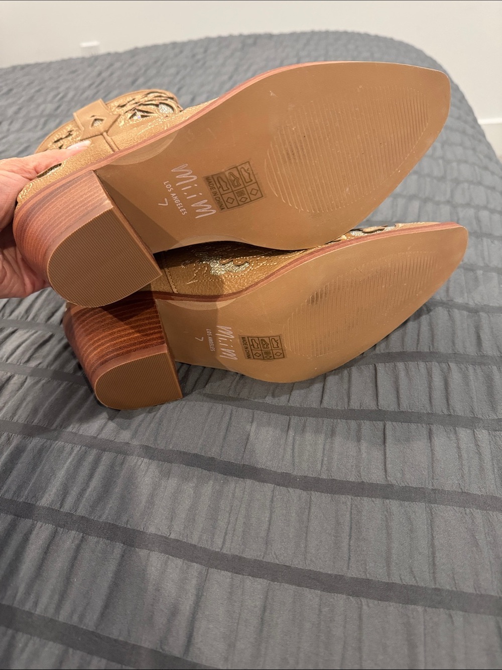 Tan Embroidered Western Heeled Boots - Women's - Picture 6 of 8